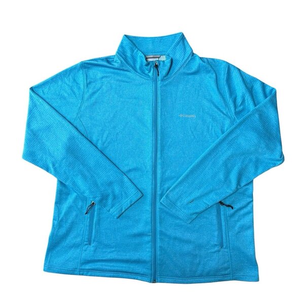 Columbia Womens Park View Grid Full Zip Fleece Full Zip Bright Blue Plus Size 3X - Picture 1 of 9